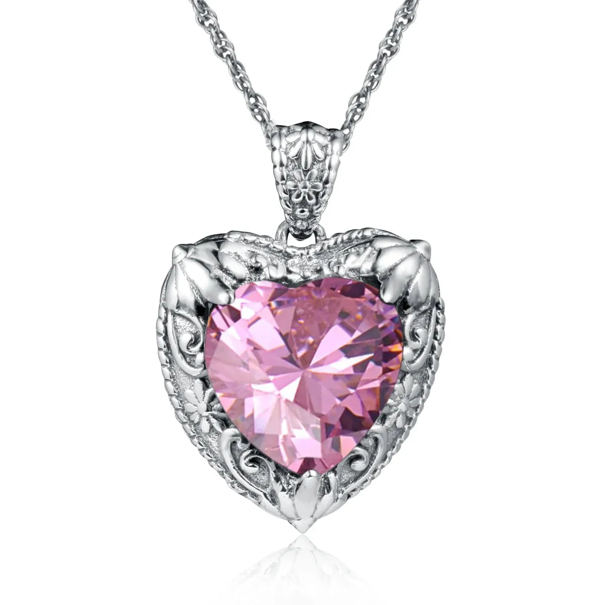 Heart Pendant made of 925 Silver with Rose Gold or Gold plating and Synthetic Stone.