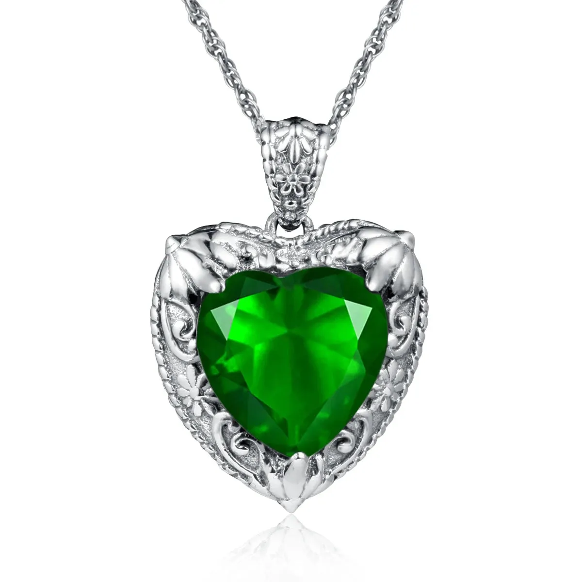 Heart Pendant made of 925 Silver with Rose Gold or Gold plating and Synthetic Stone.
