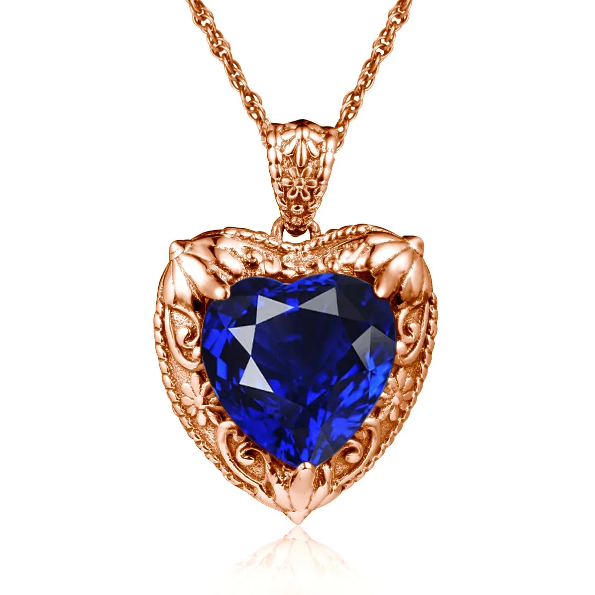 Heart Pendant made of 925 Silver with Rose Gold or Gold plating and Synthetic Stone.