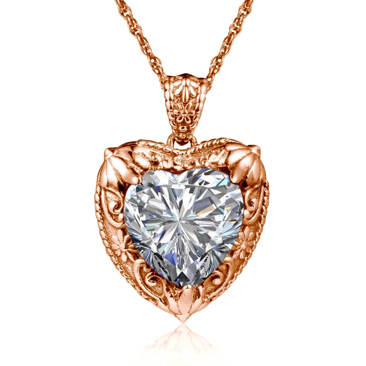 Heart Pendant made of 925 Silver with Rose Gold or Gold plating and Synthetic Stone.