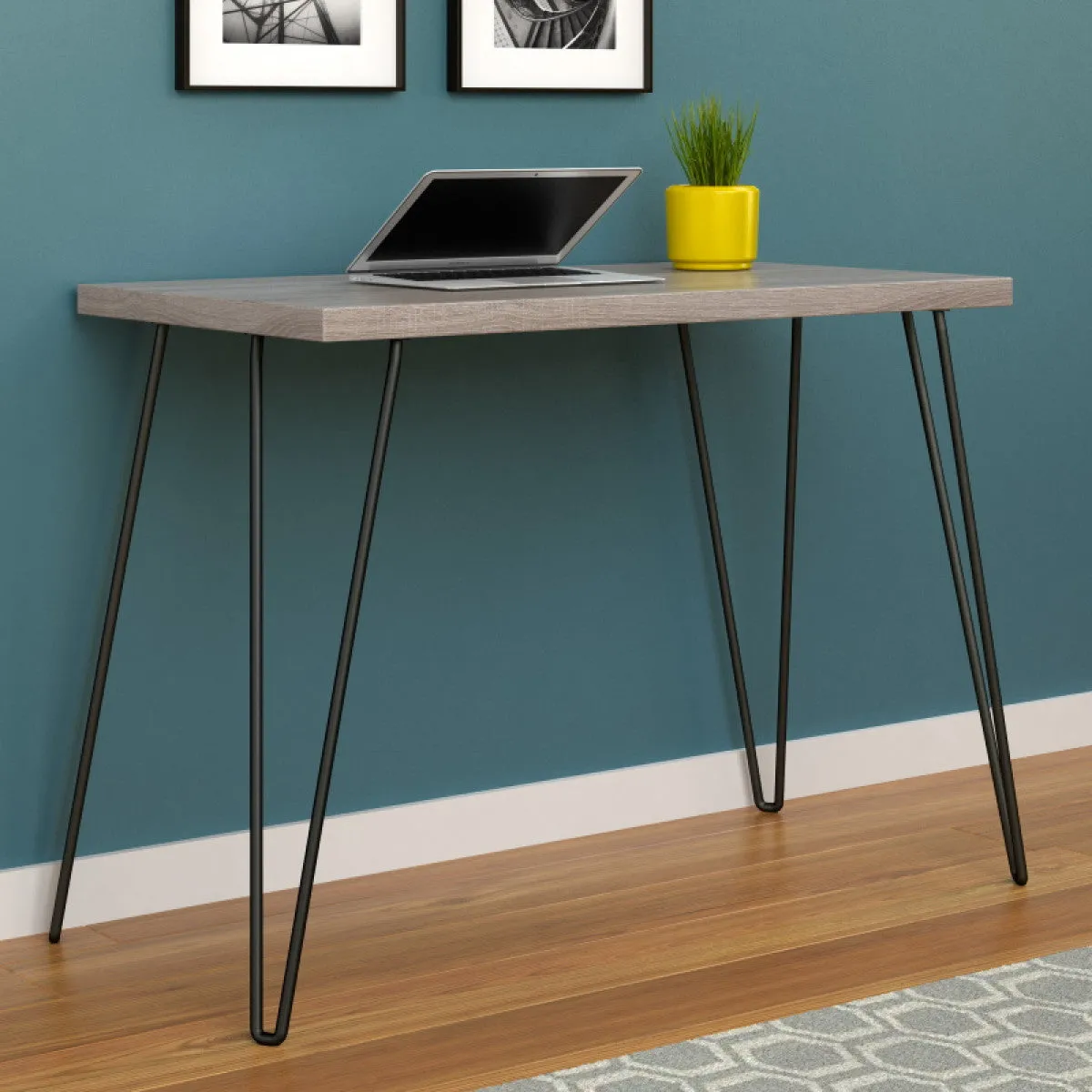 Home Owen Retro Distressed Home Office Desk - Grey Oak | 9851296PCOMUK