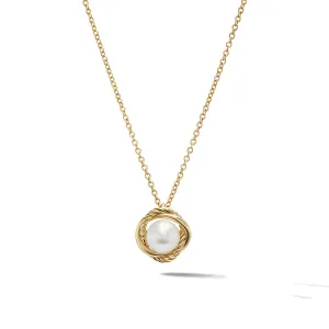 Infinity Pendant Necklace in 18K Yellow Gold with Pearl