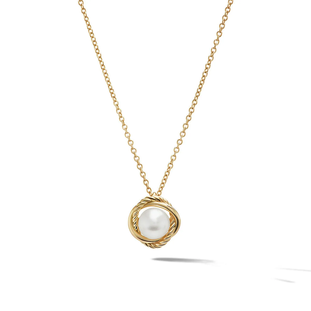 Infinity Pendant Necklace in 18K Yellow Gold with Pearl