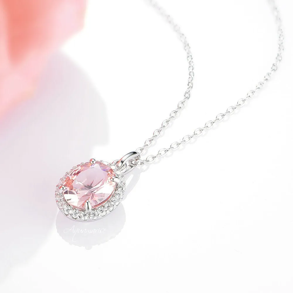 Iris Morganite Necklace- Sterling Silver