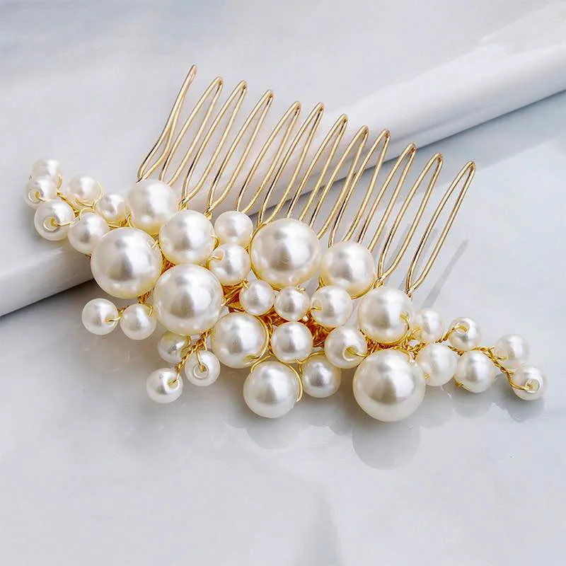 Isla Gold Pearl Wedding Hair Pins (Set of 5)