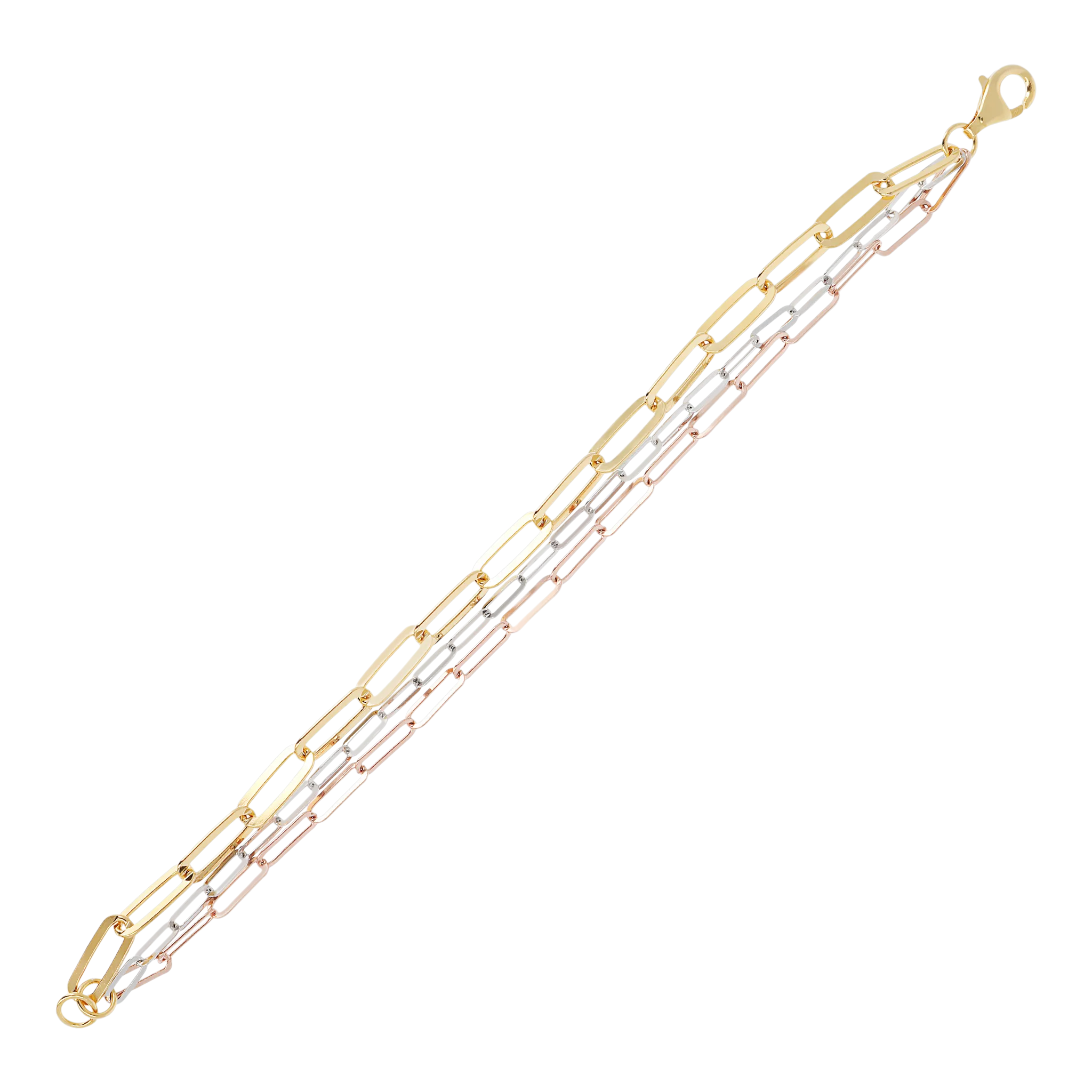 Italian Sterling Silver 8-1/4" Multi-Strand Paperclip Bracelet