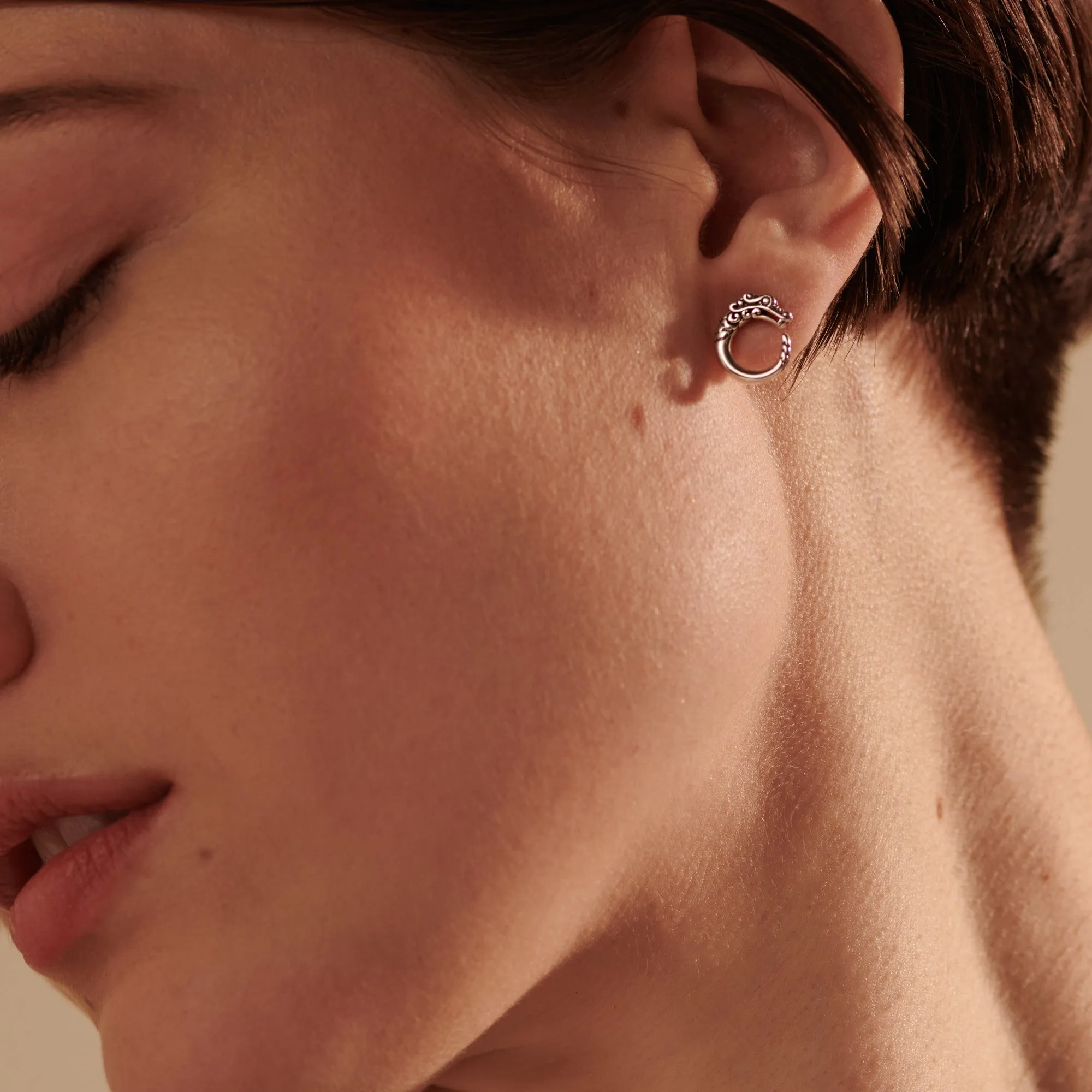 JOHN HARDY STERLING SILVER NAGA STUD EARRINGS