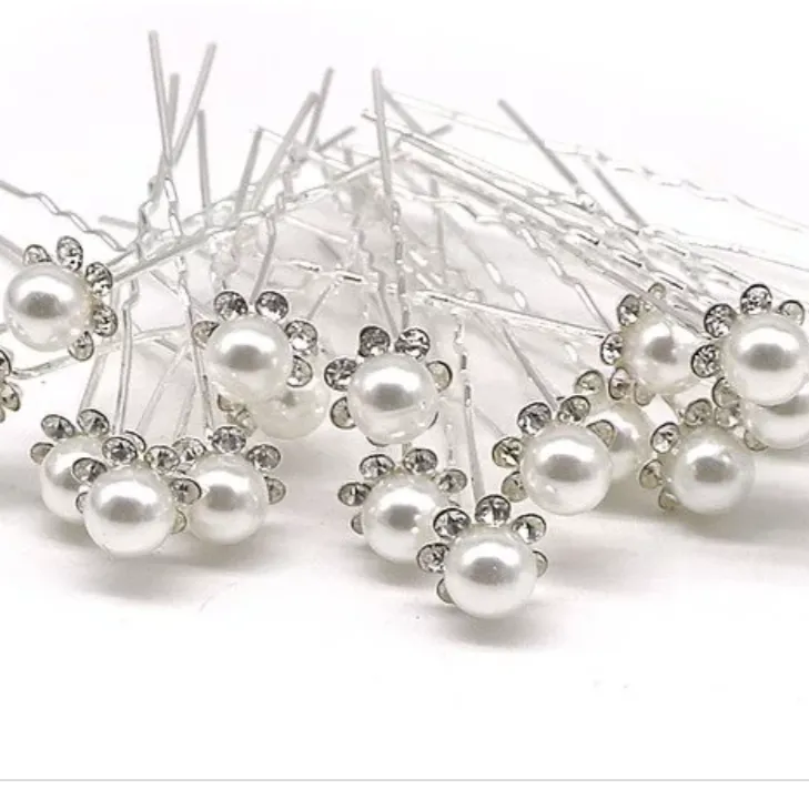Julia Bridal Pearl & Crystal Hair pins - Set of 16