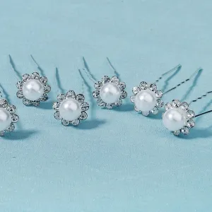 Julia Bridal Pearl & Crystal Hair pins - Set of 16