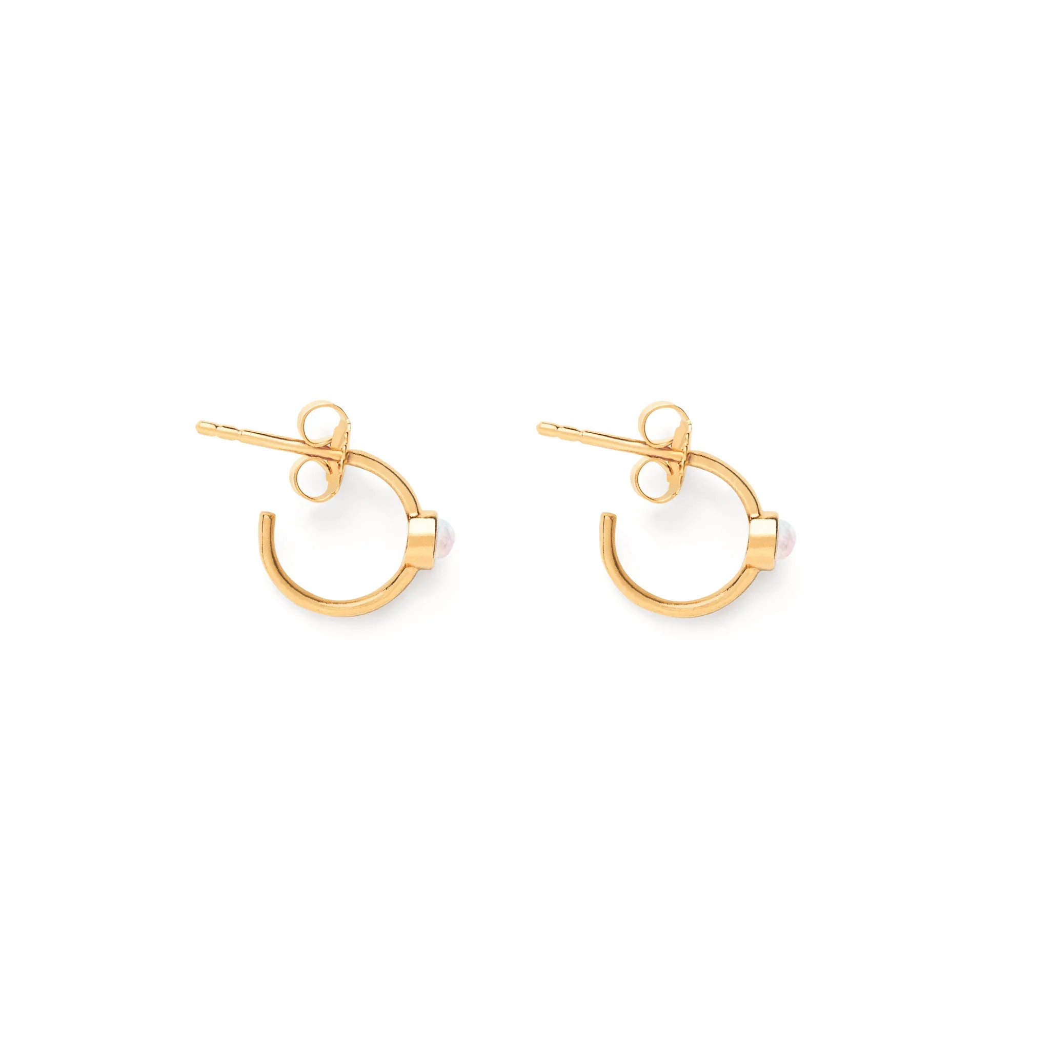 June Moonstone Birthstone Astrea Hoop Earrings