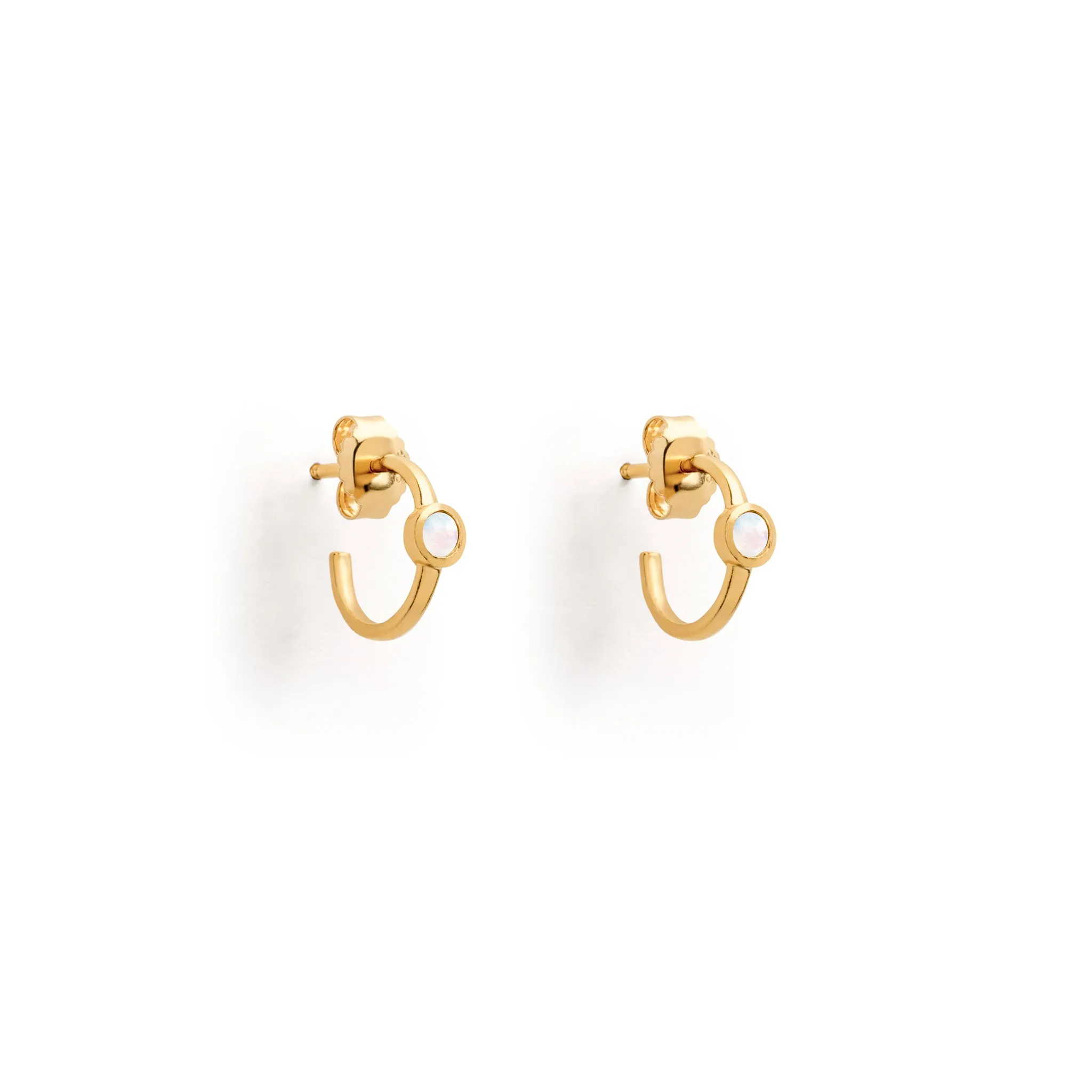 June Moonstone Birthstone Astrea Hoop Earrings