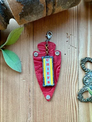 KC Chiefs Red Leather Arrowhead Pendant