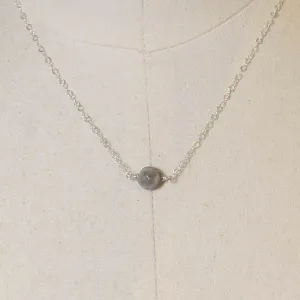 Labradorite Tiny Single Gemstone Necklace