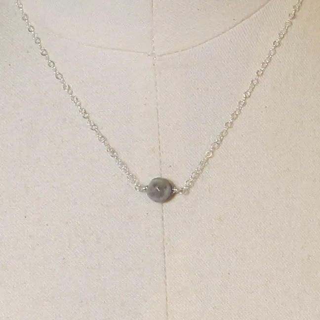Labradorite Tiny Single Gemstone Necklace