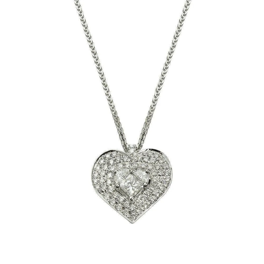 Lady Heart Diamond Double Halo Necklace ♥