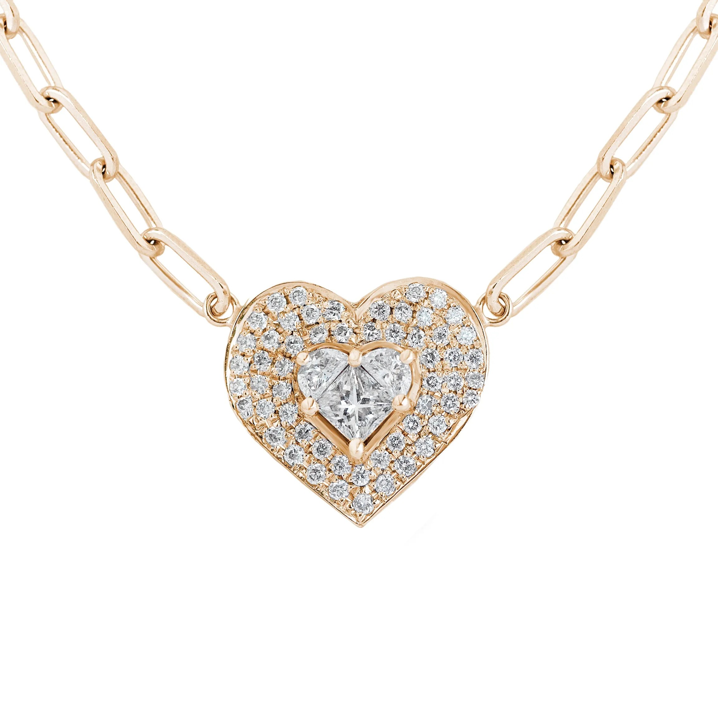 Lady Heart Diamond Double Halo Necklace ♥