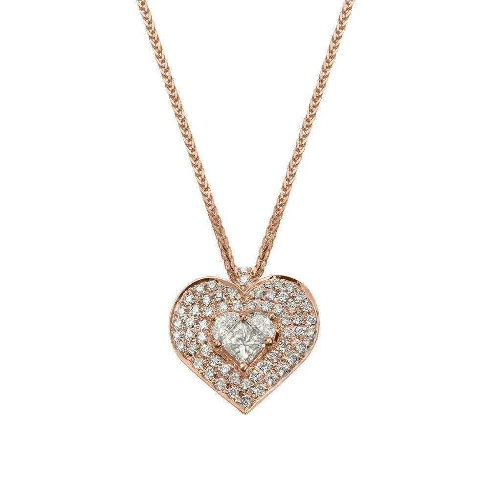 Lady Heart Diamond Double Halo Necklace ♥