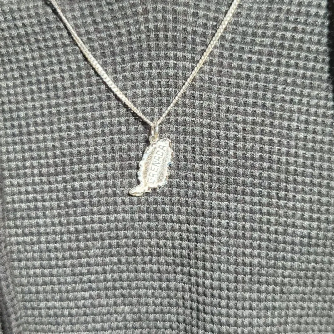 Large Grenada Map Pendant with Chain