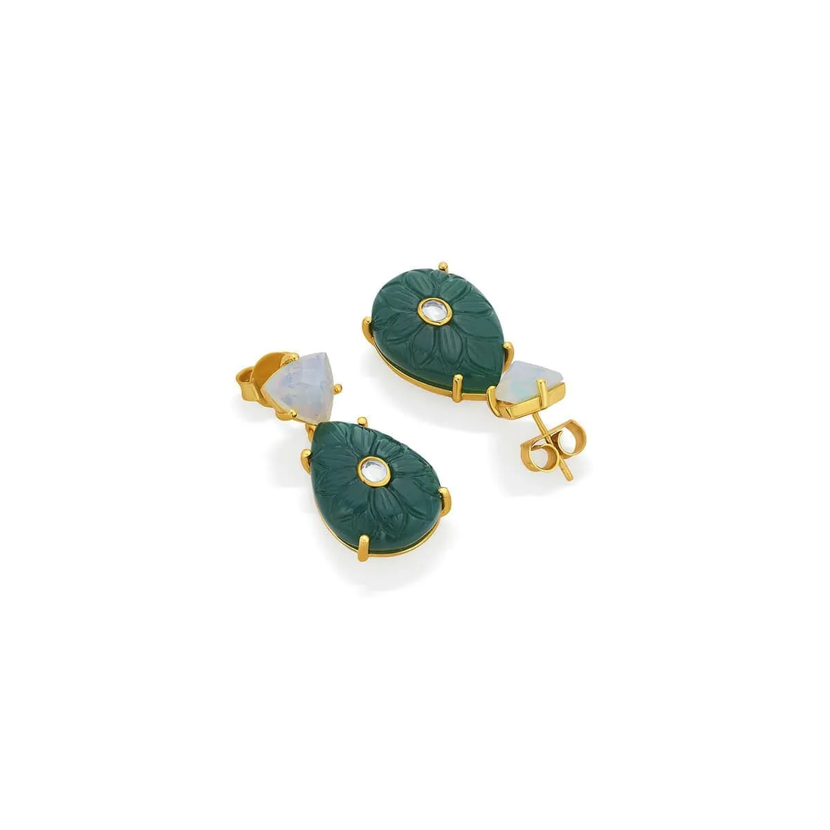Libra Moonstone & Green Quartz Earrings
