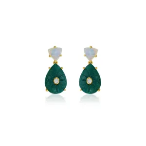 Libra Moonstone & Green Quartz Earrings