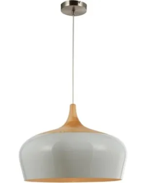 LM139020-14WH White and Wood Pendant Light