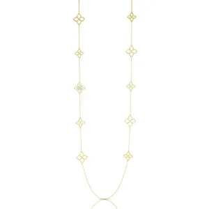 Long Diamond Princess Flower Station Necklace