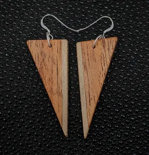 Mahogany Stripe Triangle Dangle Earrings
