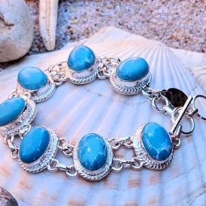 MAYAN LEAVES - LARIMAR STONE DANGLE EARRINGS