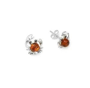 MILENA Earrings Silver and Amber Crabs