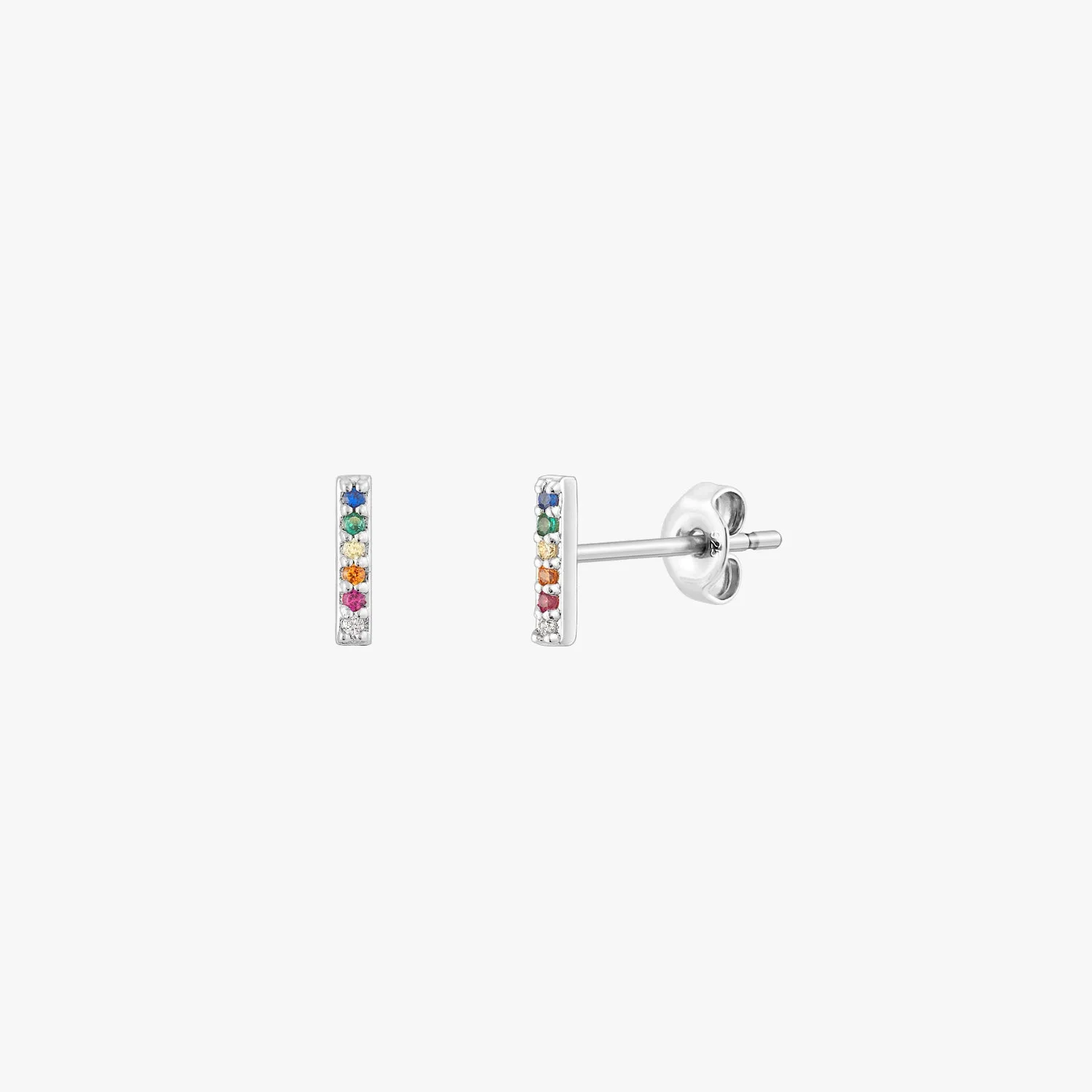 Mini Rainbow Pave Bar Stud Earrings