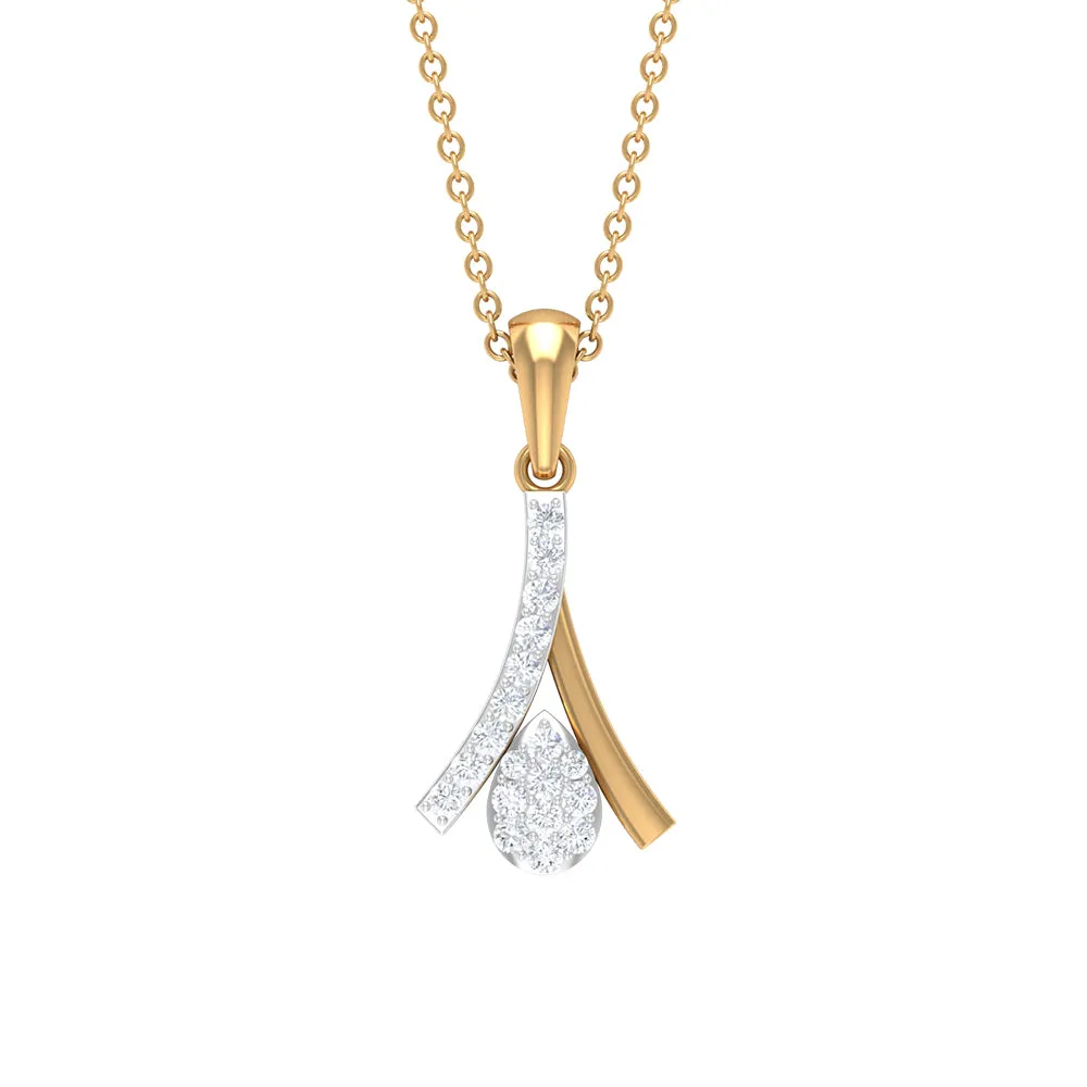 Modern Round Cut Diamond Pendant Necklace