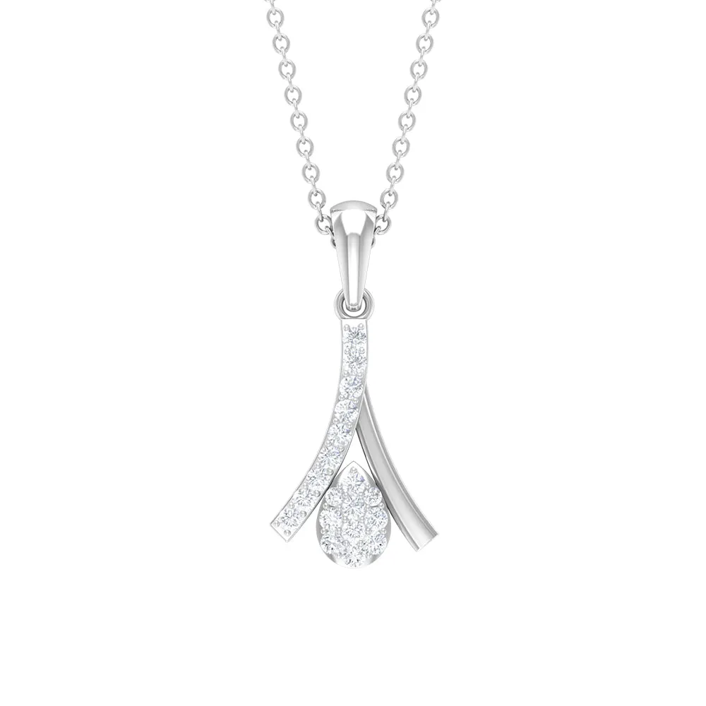 Modern Round Cut Diamond Pendant Necklace