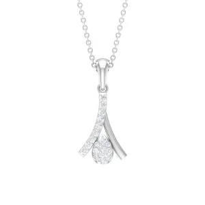 Modern Round Cut Diamond Pendant Necklace