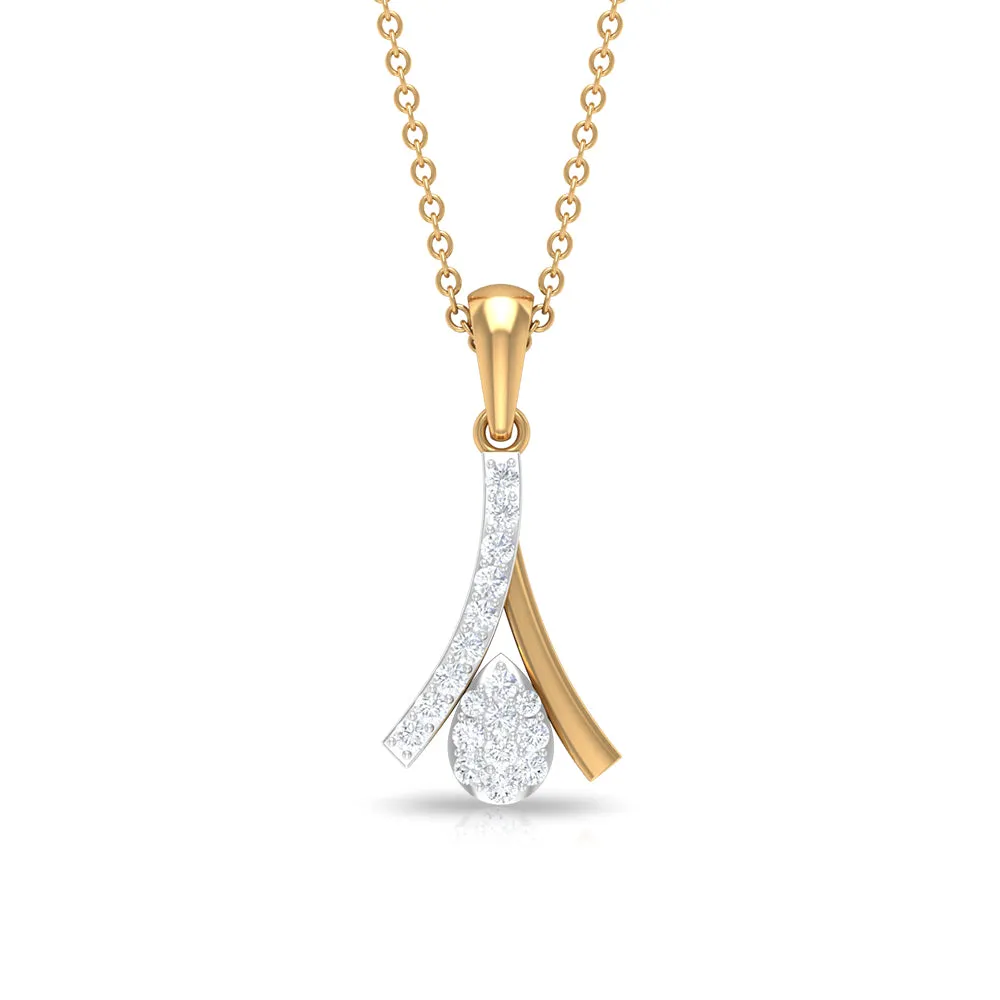 Modern Round Cut Diamond Pendant Necklace