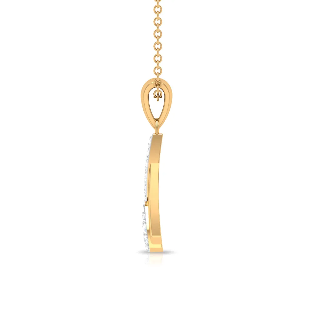 Modern Round Cut Diamond Pendant Necklace