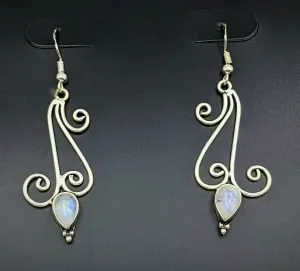 Moonstone, 925 Sterling Silver 60mm Earrings.
