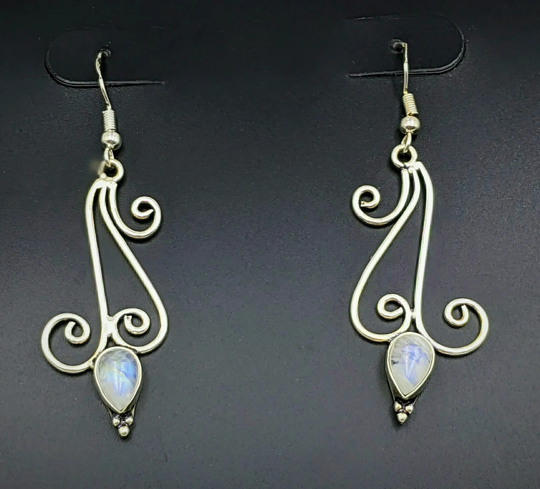 Moonstone, 925 Sterling Silver 60mm Earrings.