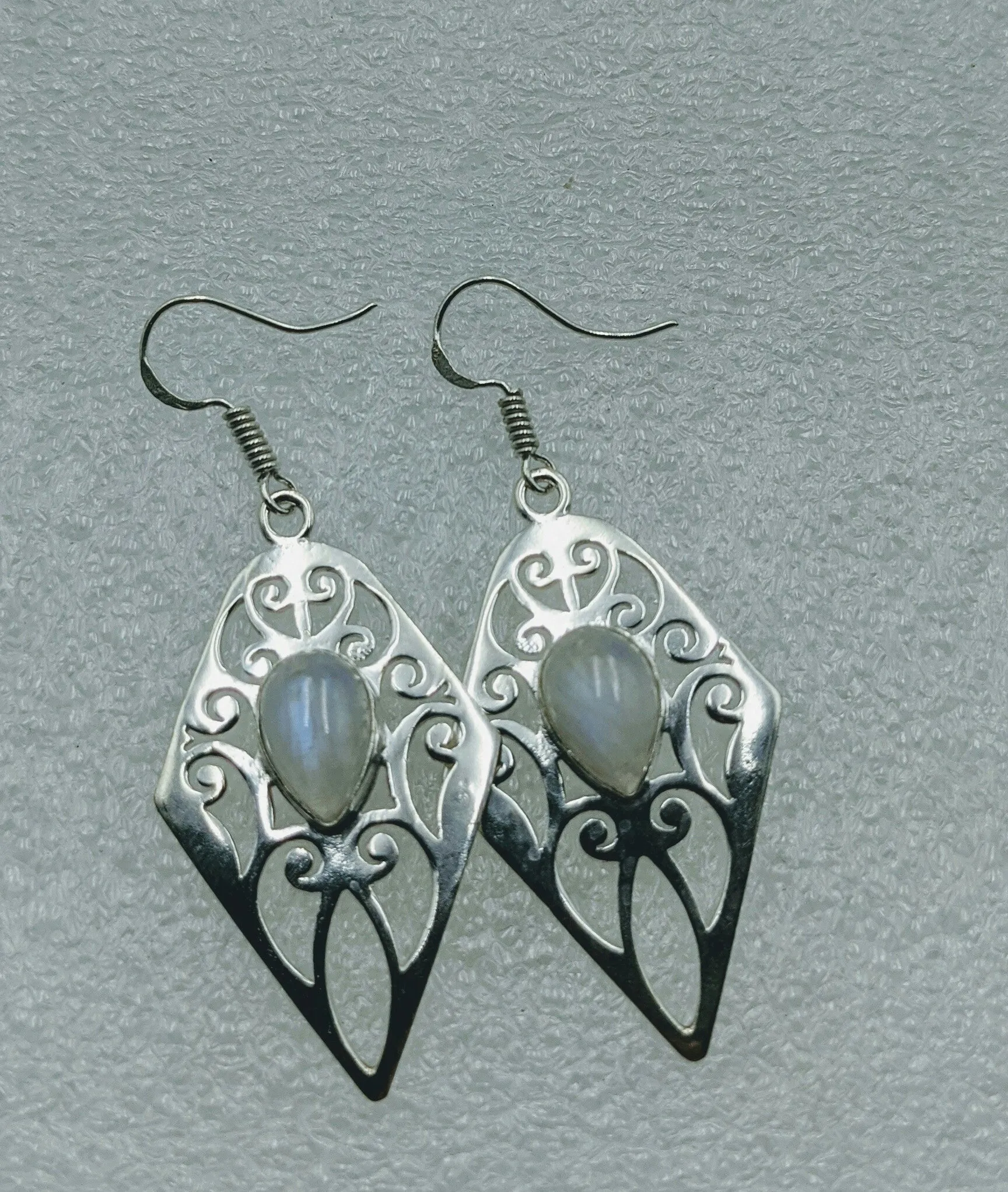 Moonstone, 925 Sterling Silver Earrings.
