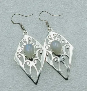 Moonstone, 925 Sterling Silver Earrings.