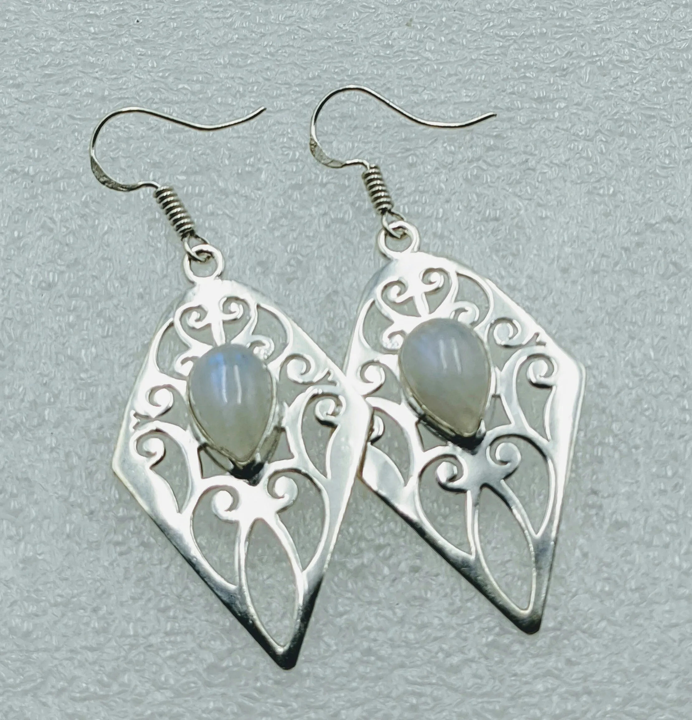 Moonstone, 925 Sterling Silver Earrings.