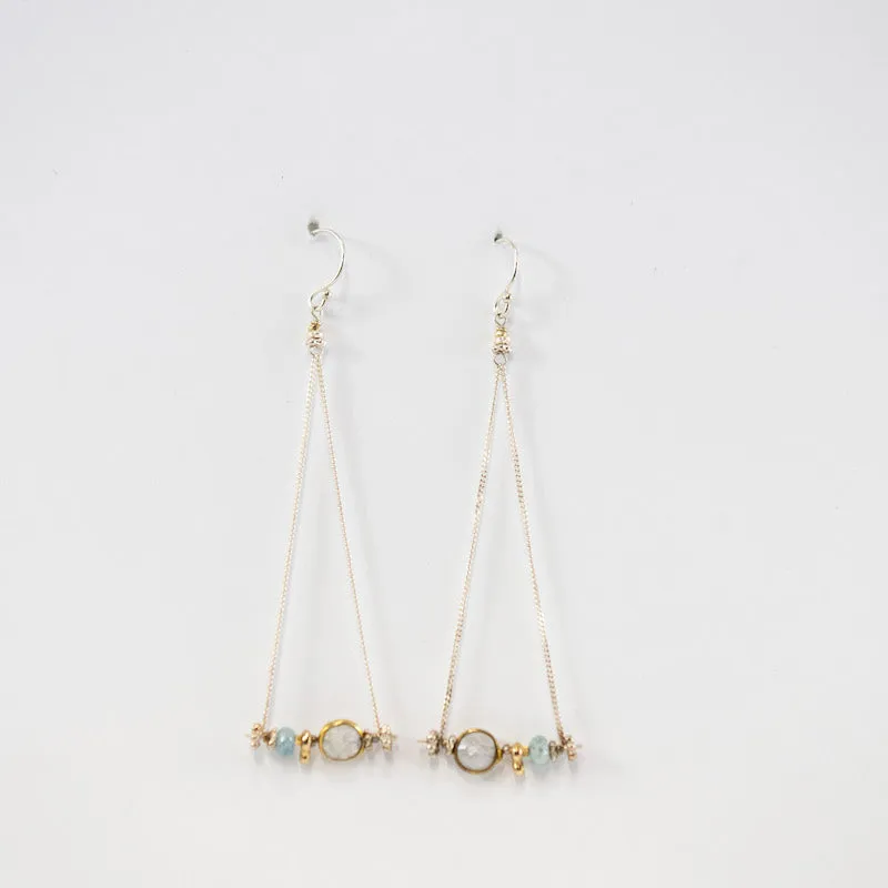 Moonstone and Moss Aquamarine Swing Earrings