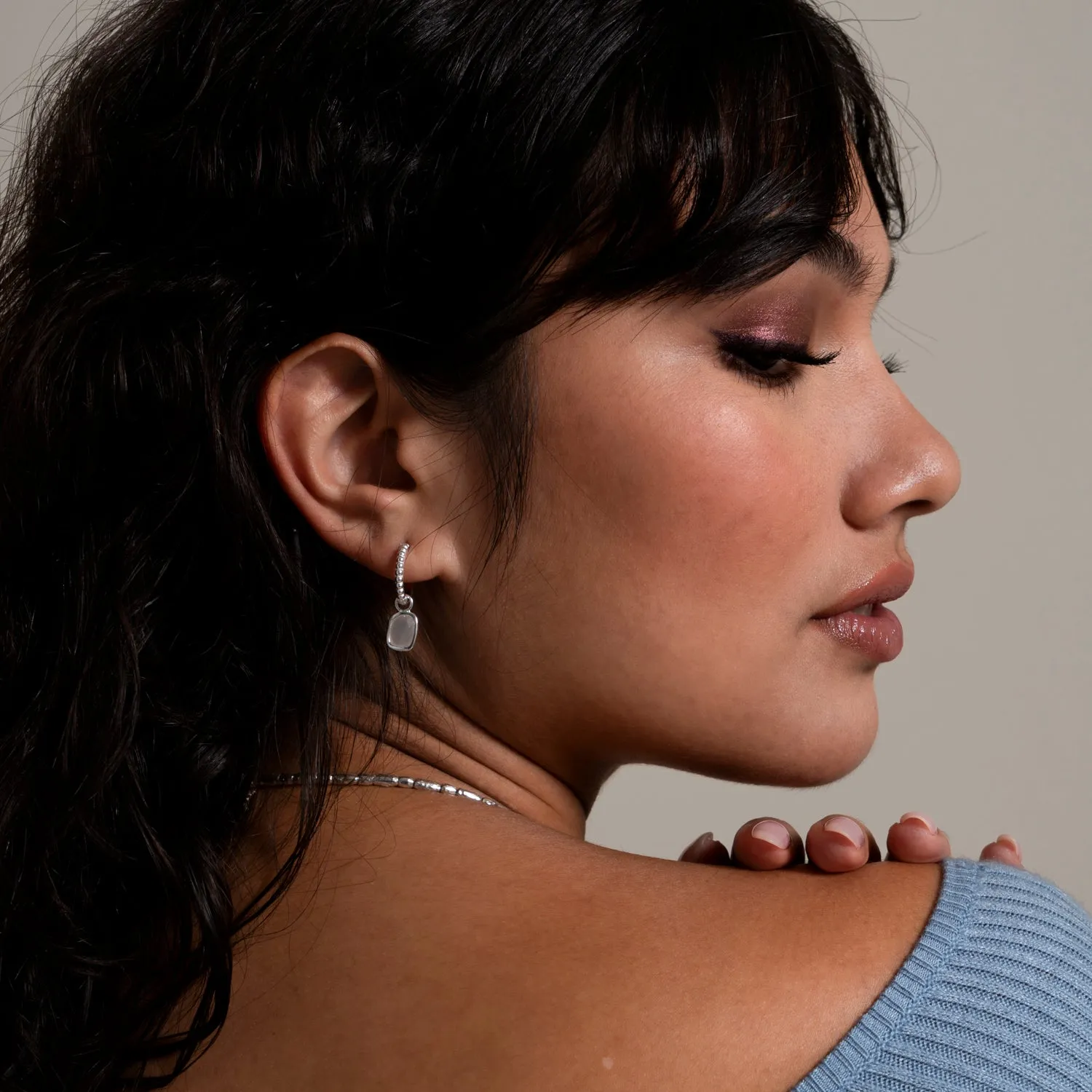 Moonstone Dotty Huggie Hoops