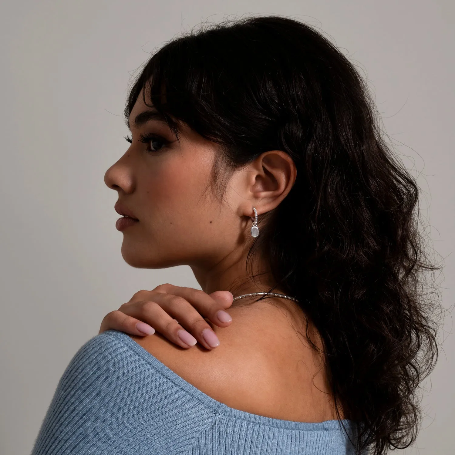 Moonstone Dotty Huggie Hoops