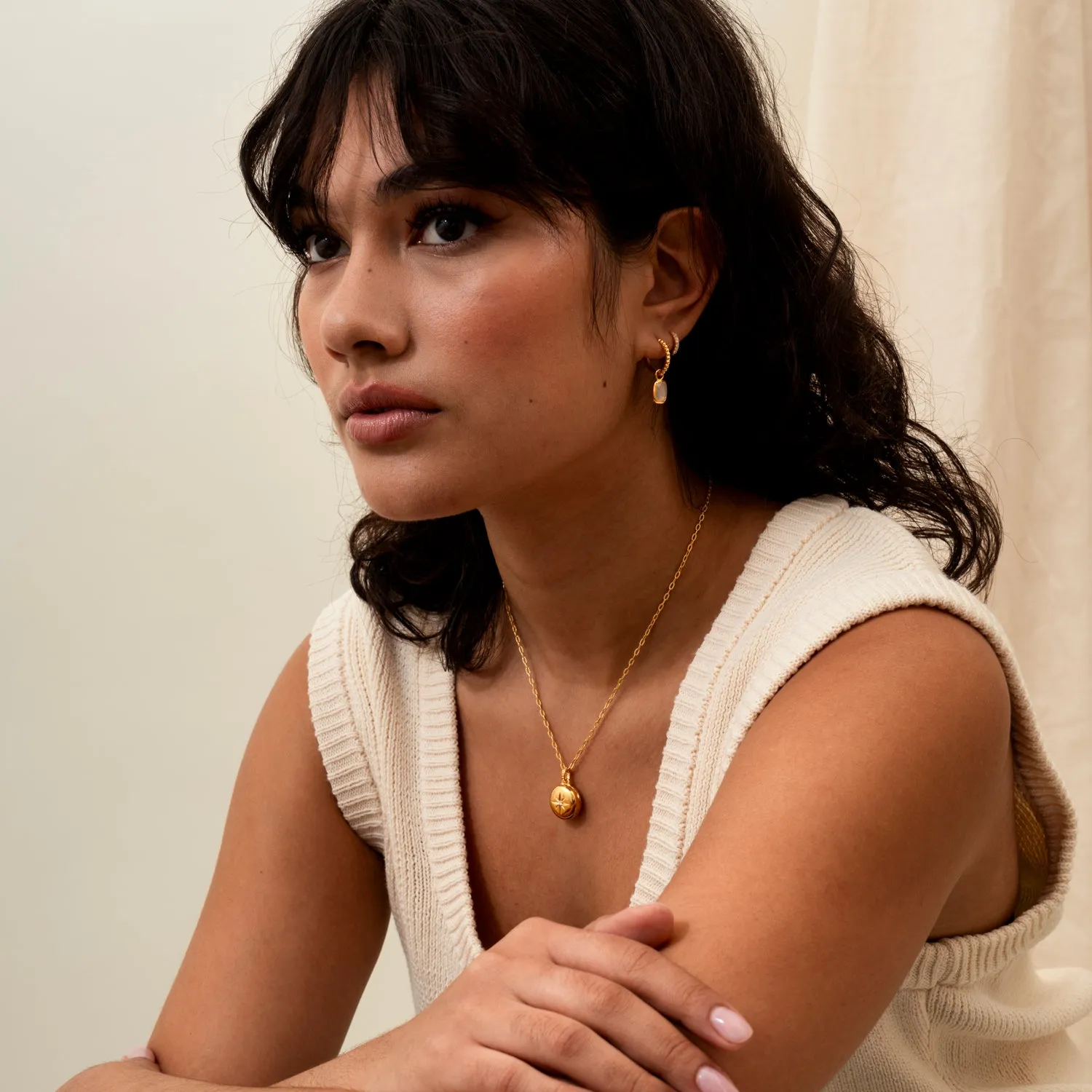 Moonstone Dotty Huggie Hoops
