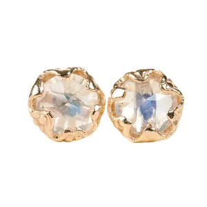 Moonstone Jester Studs - 14k Gold