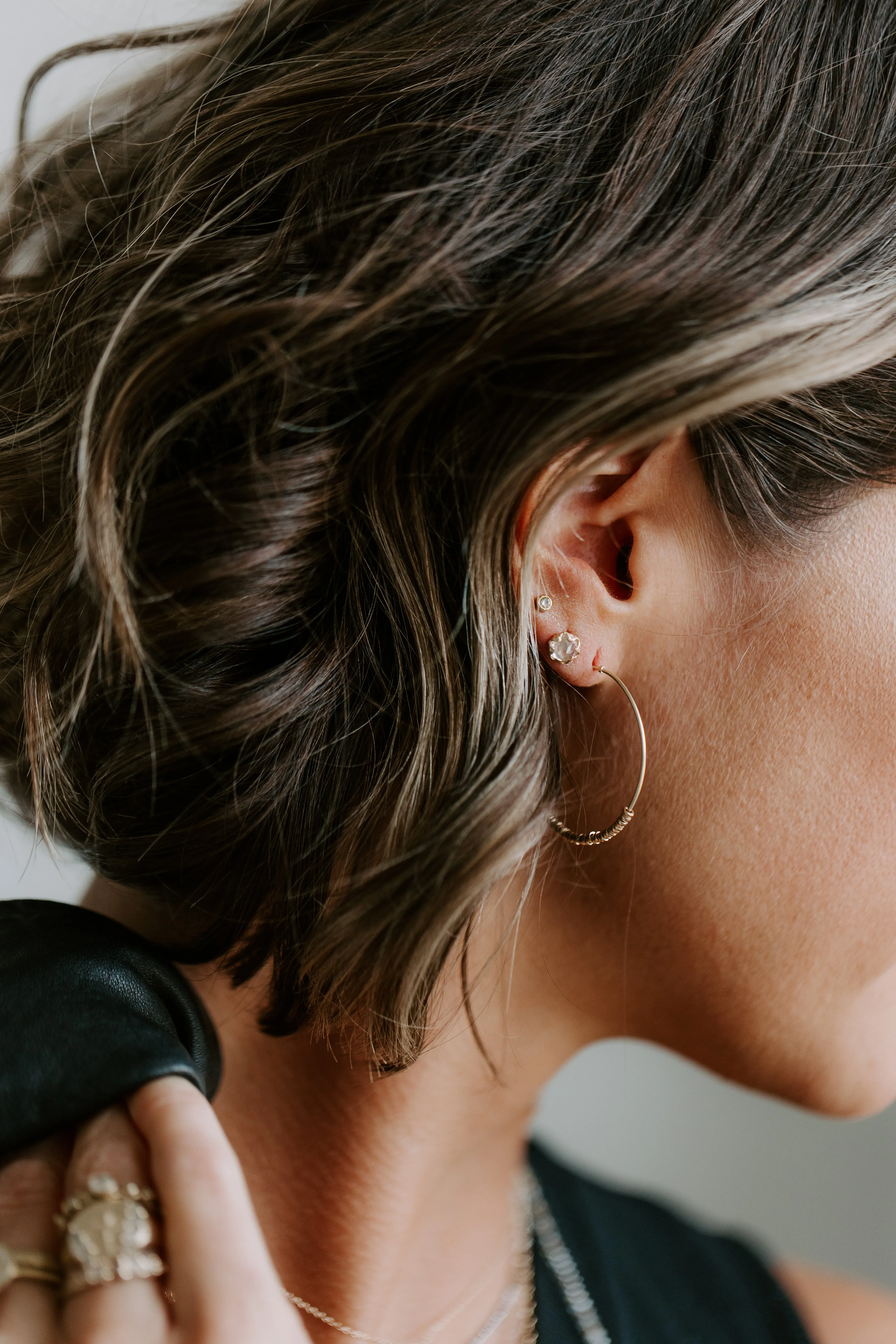 Moonstone Jester Studs - 14k Gold