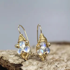 Moonstone Third Eye Earrings in Gold Filled