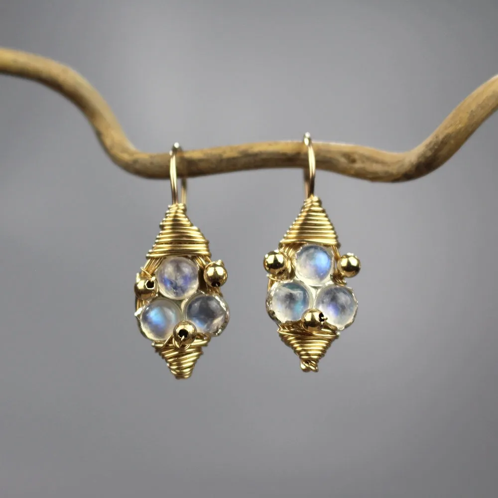 Moonstone Third Eye Earrings in Gold Filled