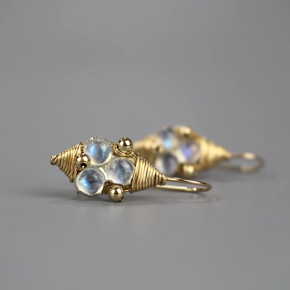 Moonstone Third Eye Earrings in Gold Filled