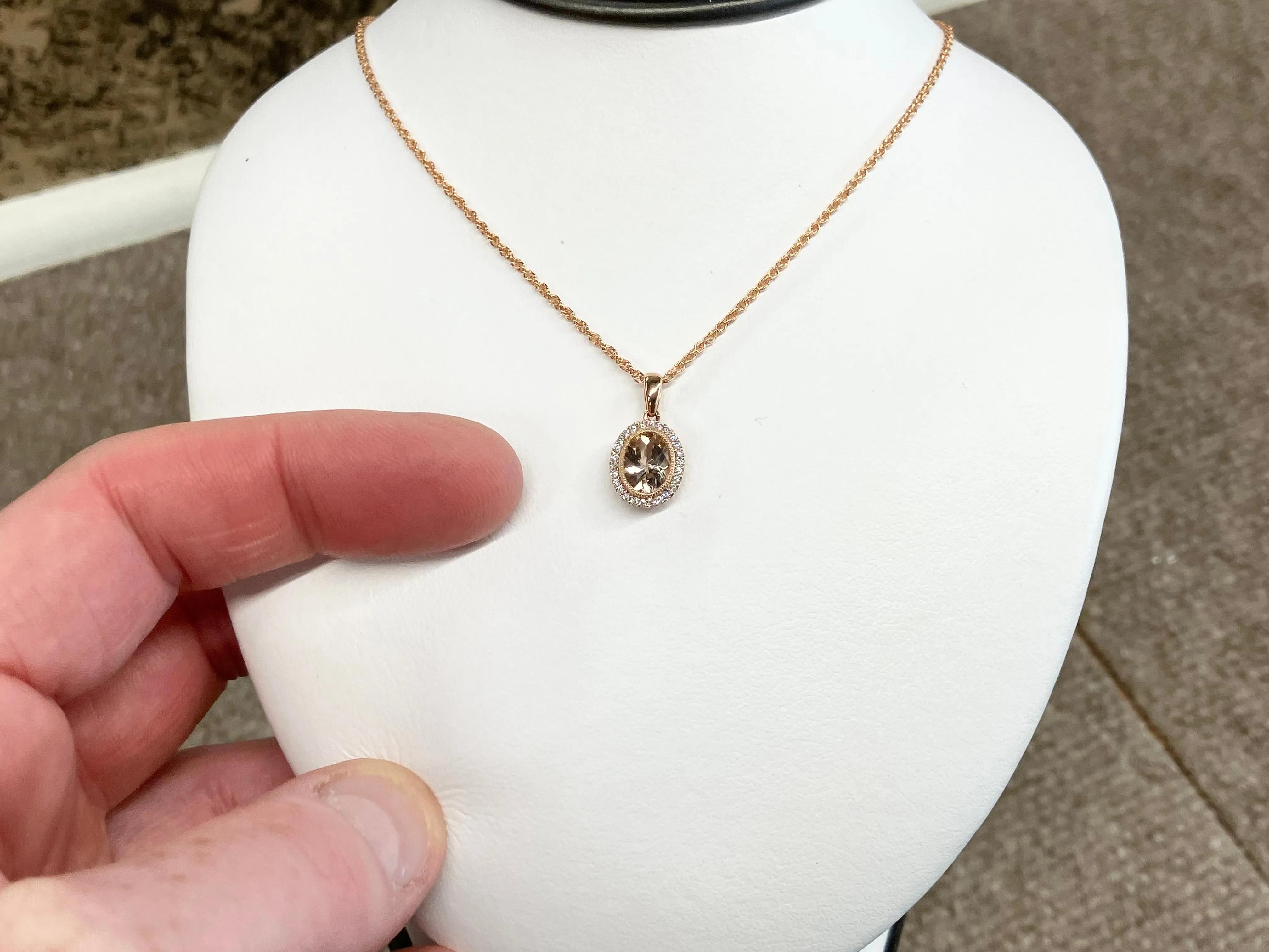 Morganite And Diamond Rose Gold Pendant With Rose Gold Chain